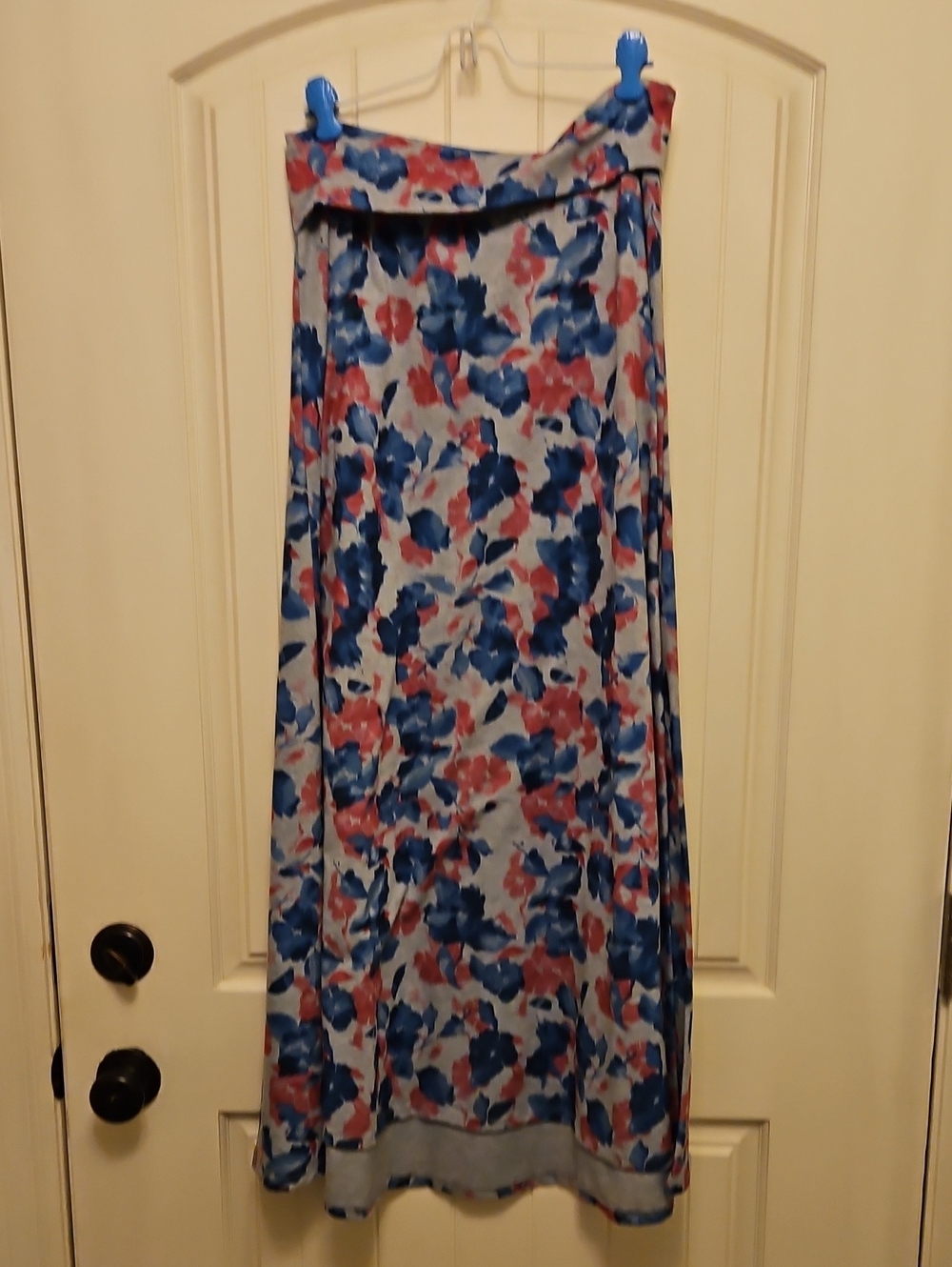LuLaRoe Blue and Pink Floral Maxi Skirt